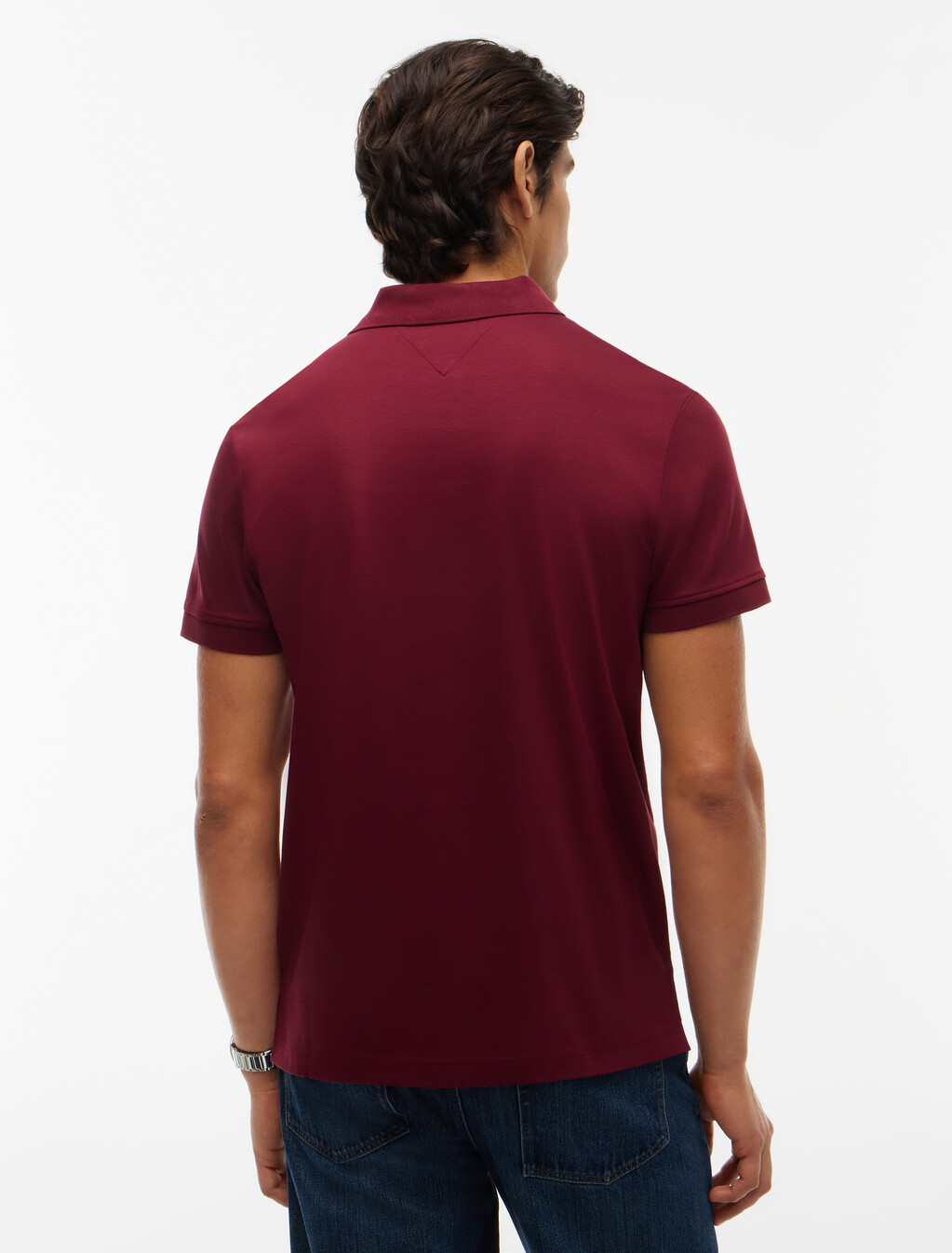 Regular Fit Interlock Knit Polo Shirt, Burgundy, hi-res
