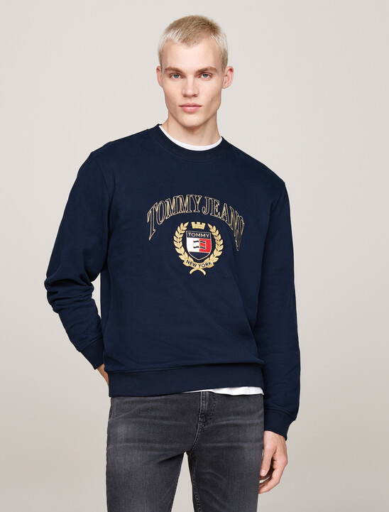 Logo Embroidery Crew Neck Sweatshirt
