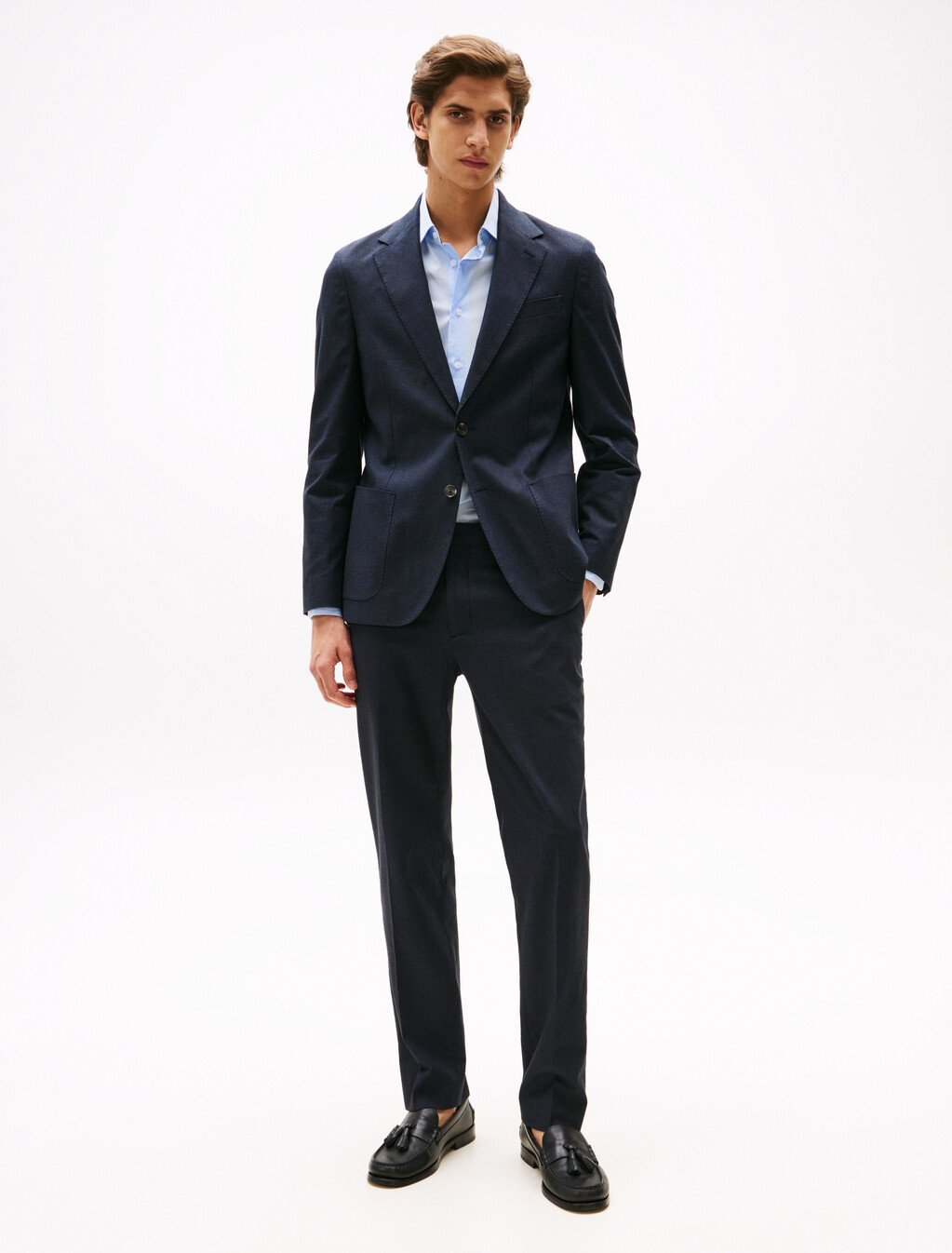 Double Cloth Textured Pattern Blazer, Carbon Navy / Desert Sky, hi-res