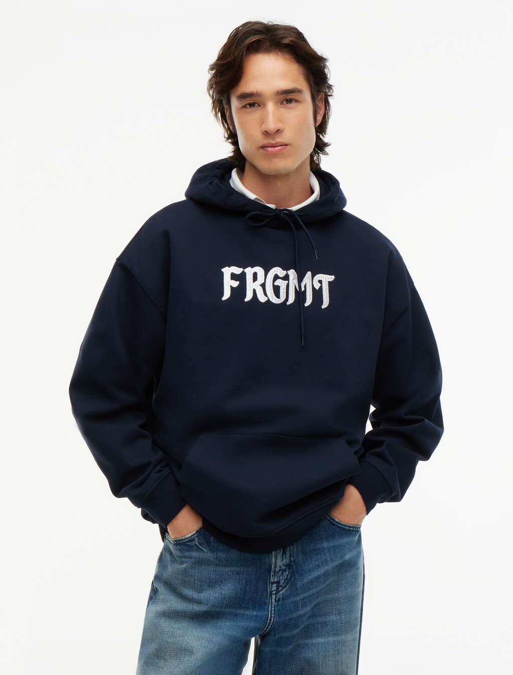 Relaxed Fleece Hoody, Navy Blue, hi-res