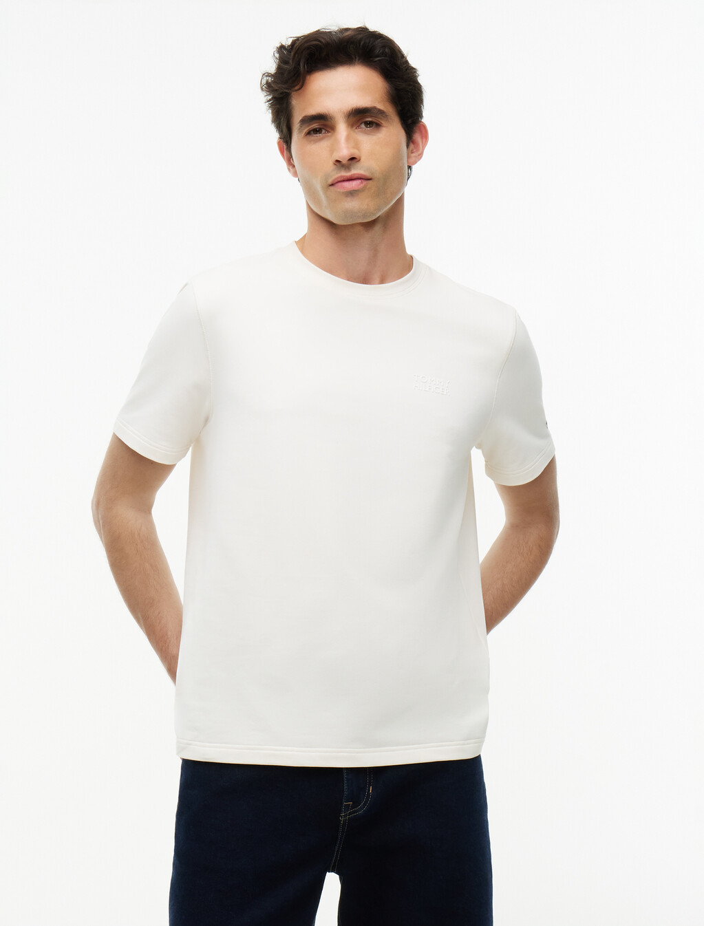 Performance Flex Peached Terry T-Shirt, Ivory Petal, hi-res