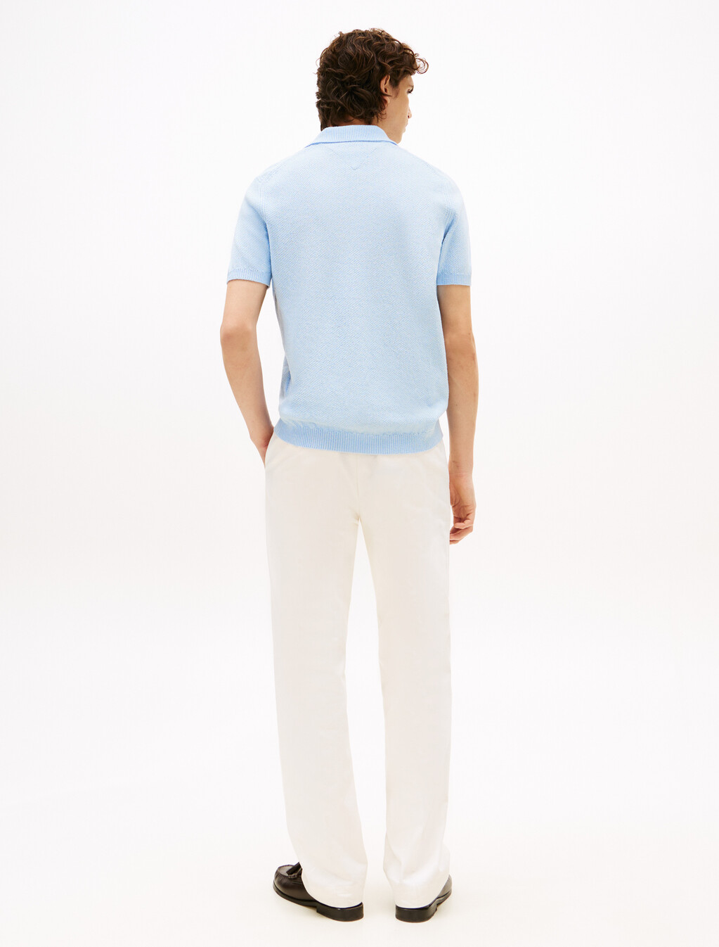 Textured Knit Polo, Breezy Blue, hi-res