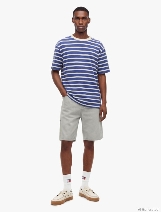 Logo Label Stripe Relaxed Jersey T-Shirt