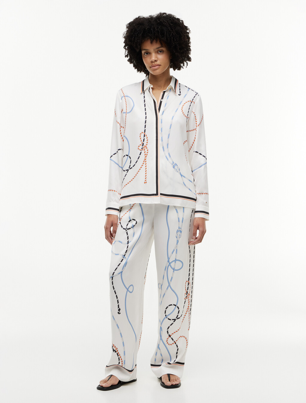 Regular Fit Rope Print Gold-Tone Button Shirt, Placed Multi Color Rope, hi-res
