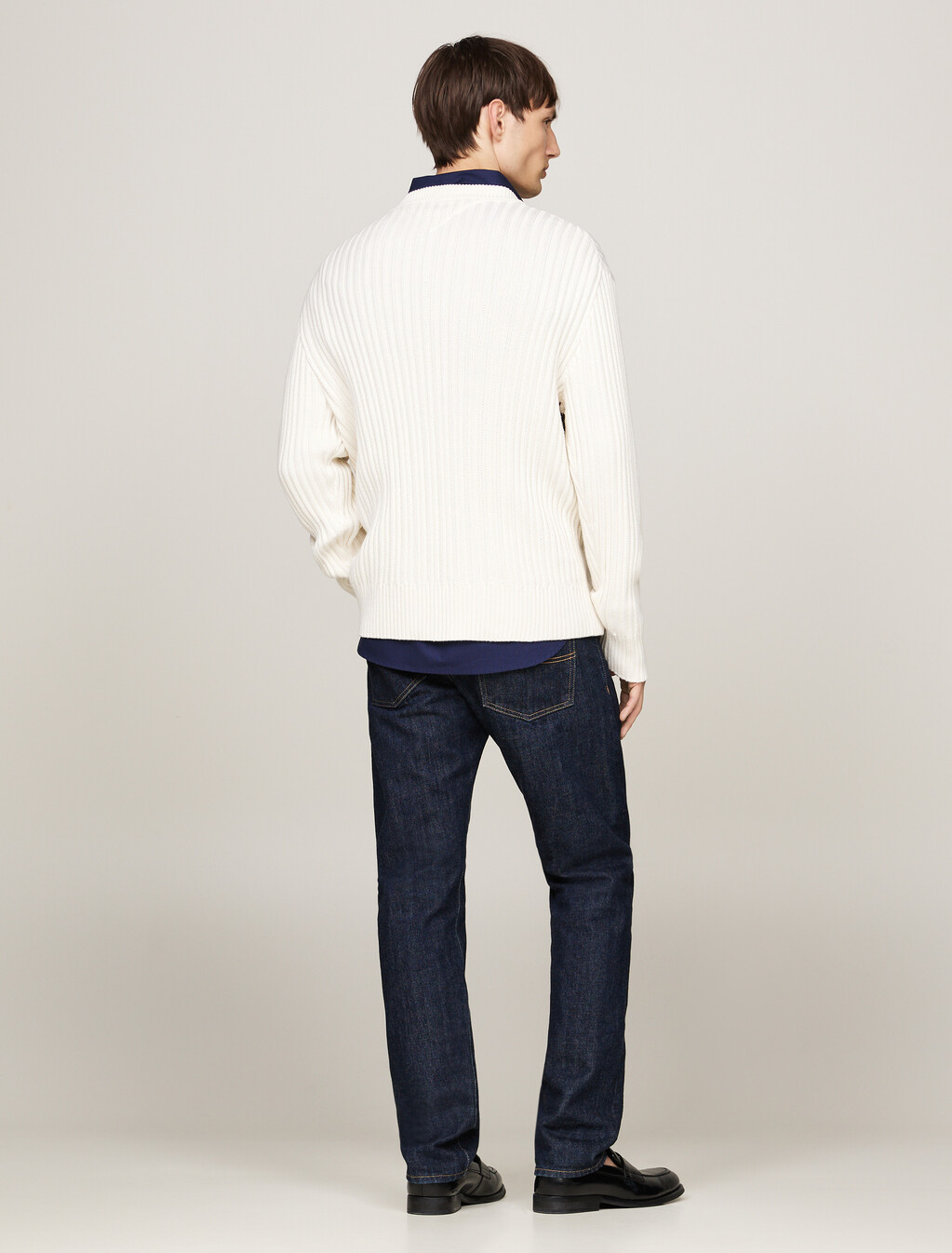 Chunky Rib-Knit Relaxed Jumper, Ivory, hi-res