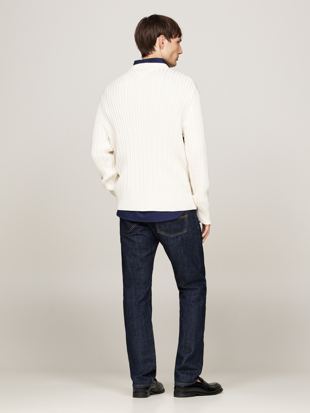 Chunky Rib-Knit Relaxed Jumper, Ivory, hi-res