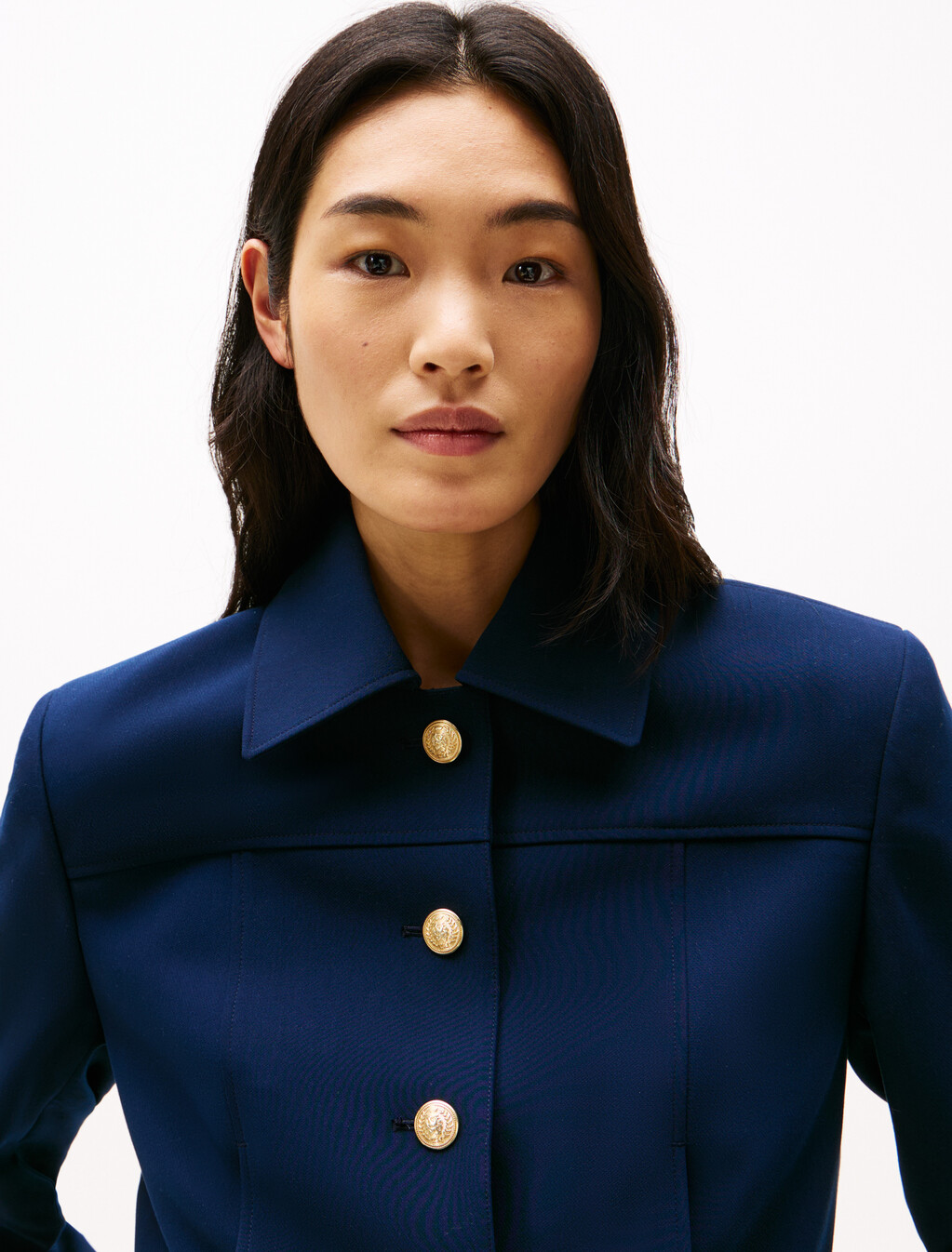 Gold-Tone Button Slim Jacket, Dark Night Navy, hi-res