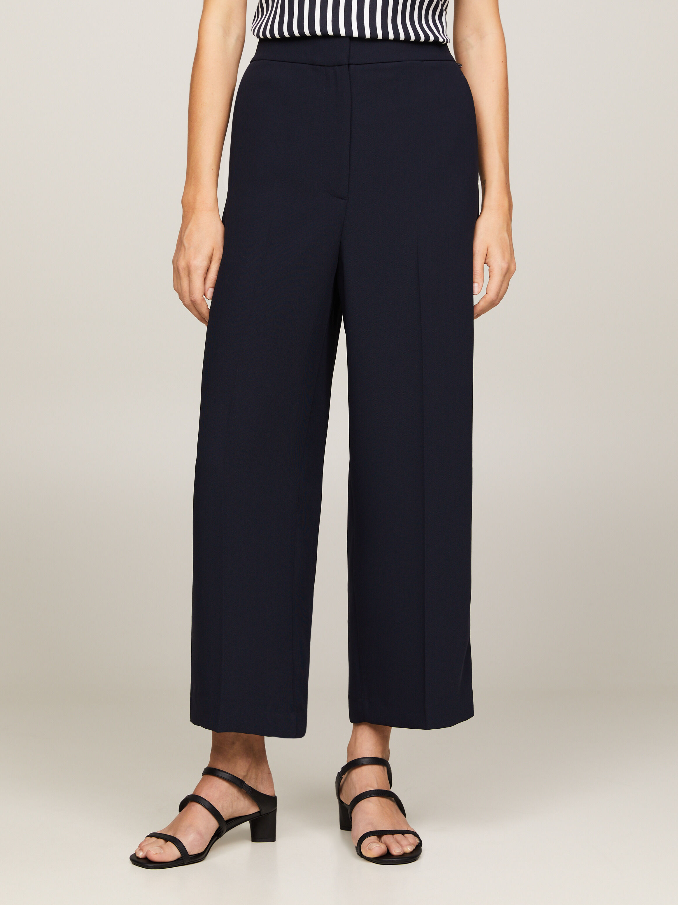 Grey wide leg cropped trousers deals