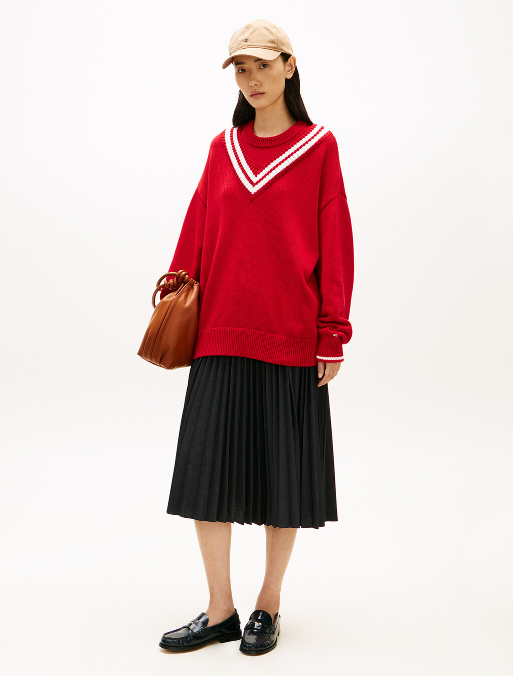 Pleated Check Wool Blend Midi Skirt, Grey Allover 01, hi-res