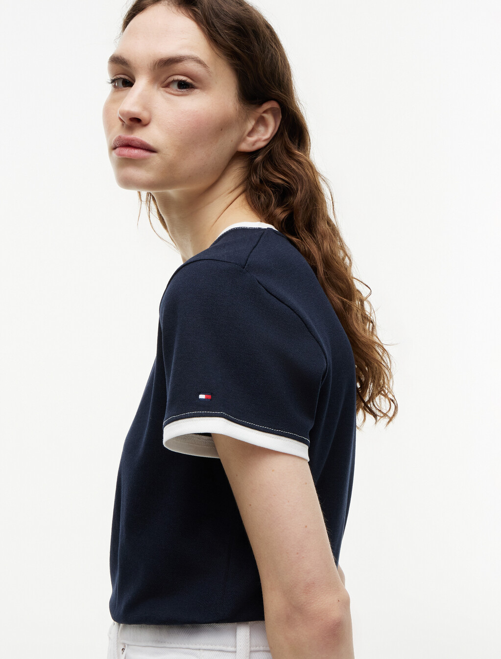Logo Embroidery Ringer T-Shirt, Dark Night Navy, hi-res