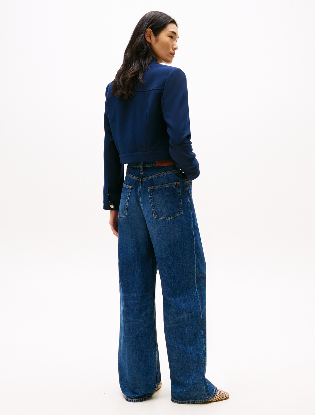 Gold-Tone Button Slim Jacket, Dark Night Navy, hi-res