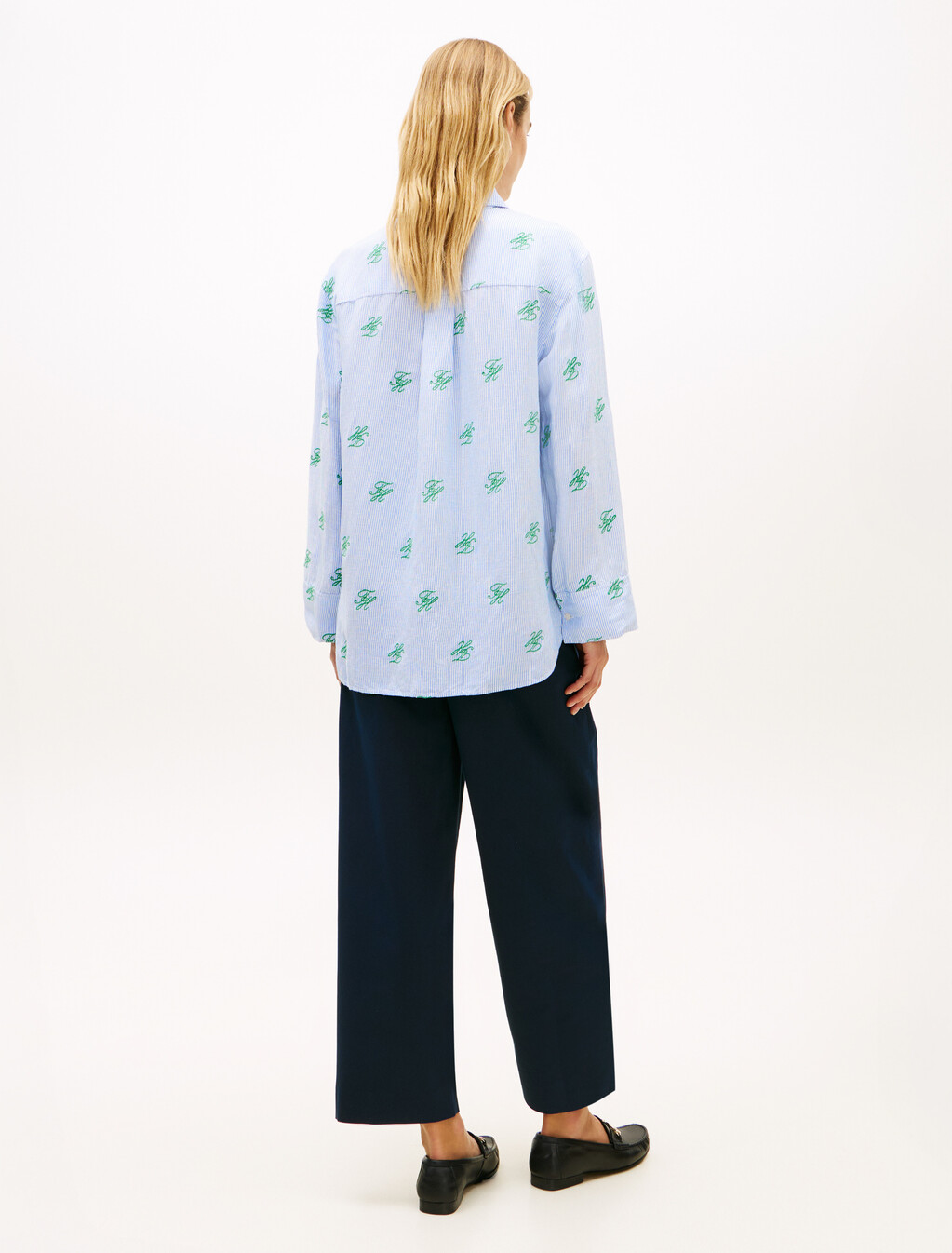 Asia Fit Linen Easy Shirt, Script Ithaca Blue Spell, hi-res