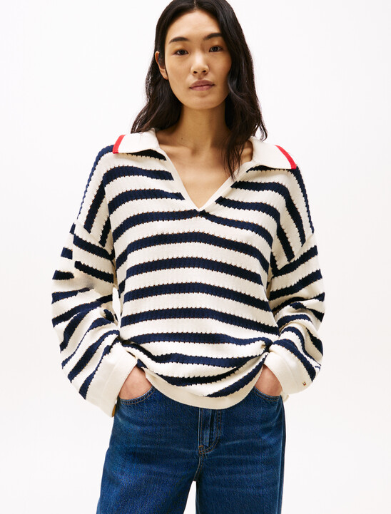 Pointelle Stripe Relaxed Jumper