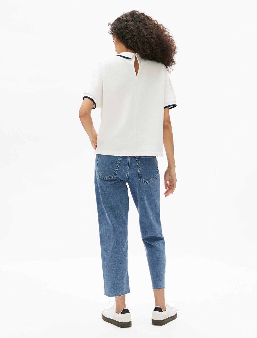 Motion Flag Embroidery Crewneck Polo, Ecru, hi-res