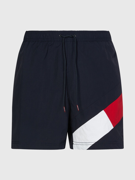 Colour-Blocked Slim Fit Mid Length Swim Shorts