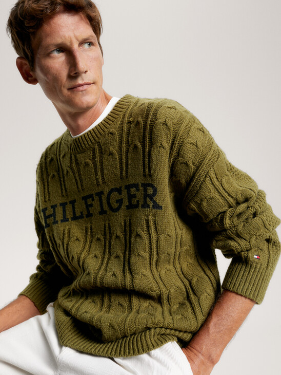 Hilfiger Monotype Cable Knit Oversized Jumper