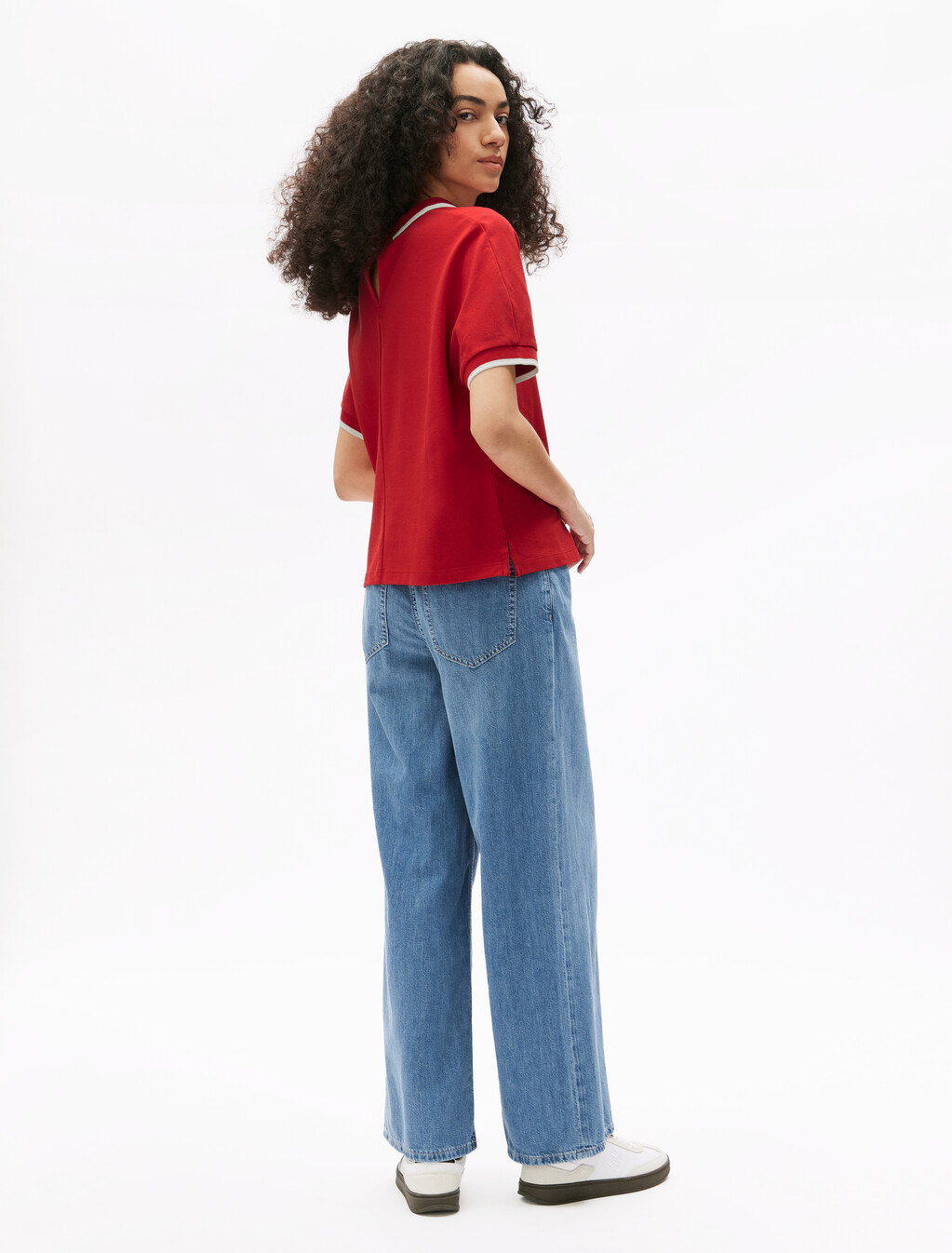 Motion Flag Embroidery Crewneck Polo, Primary Red, hi-res