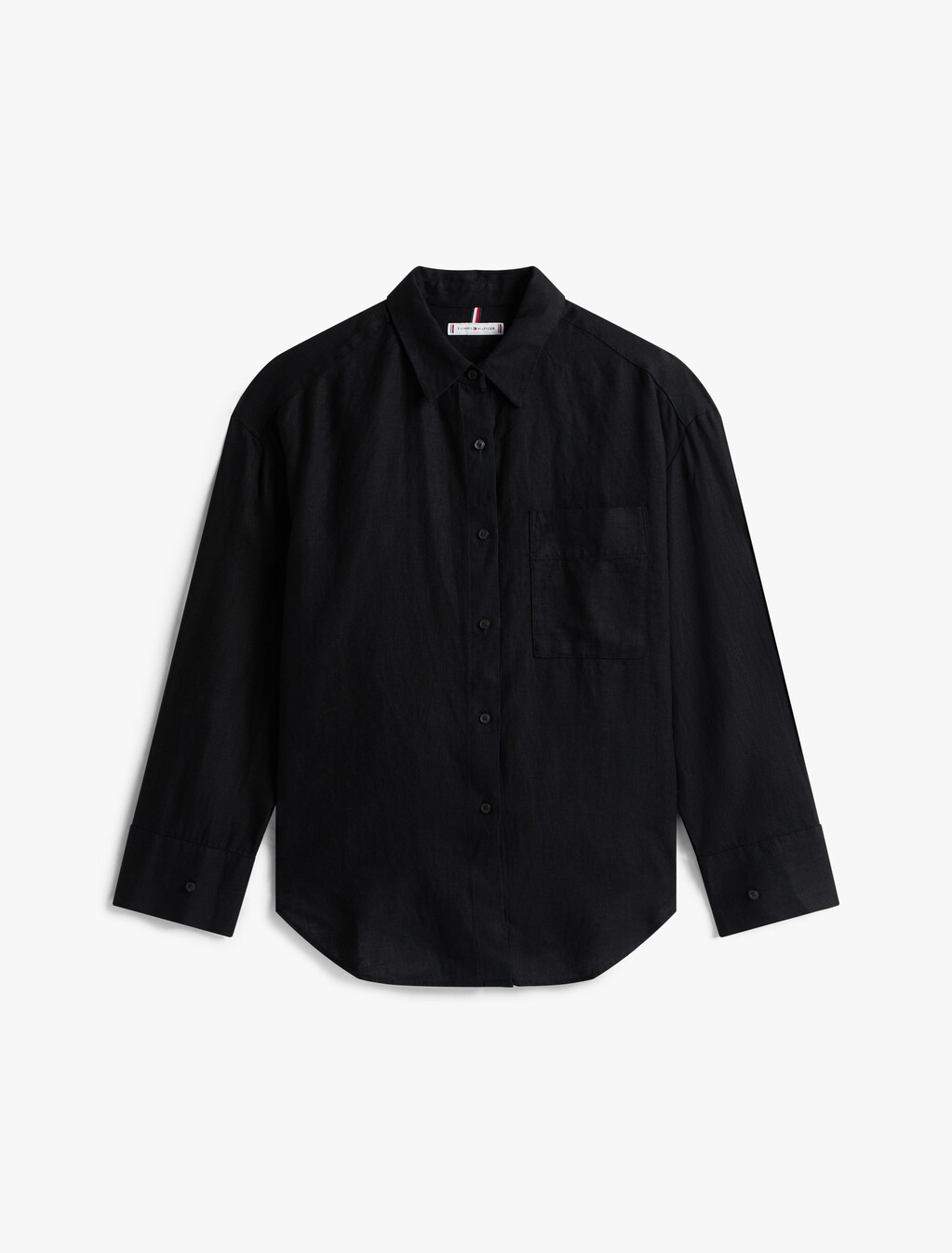 Asia Fit Linen Easy Shirt, Black, hi-res