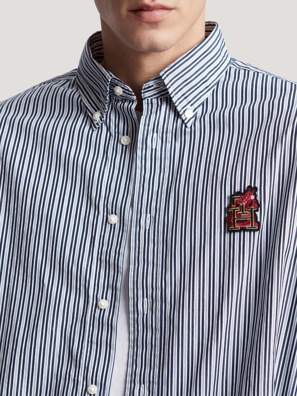 CNY Monogram Stripe Shirt, Desert Sky Stripes, hi-res