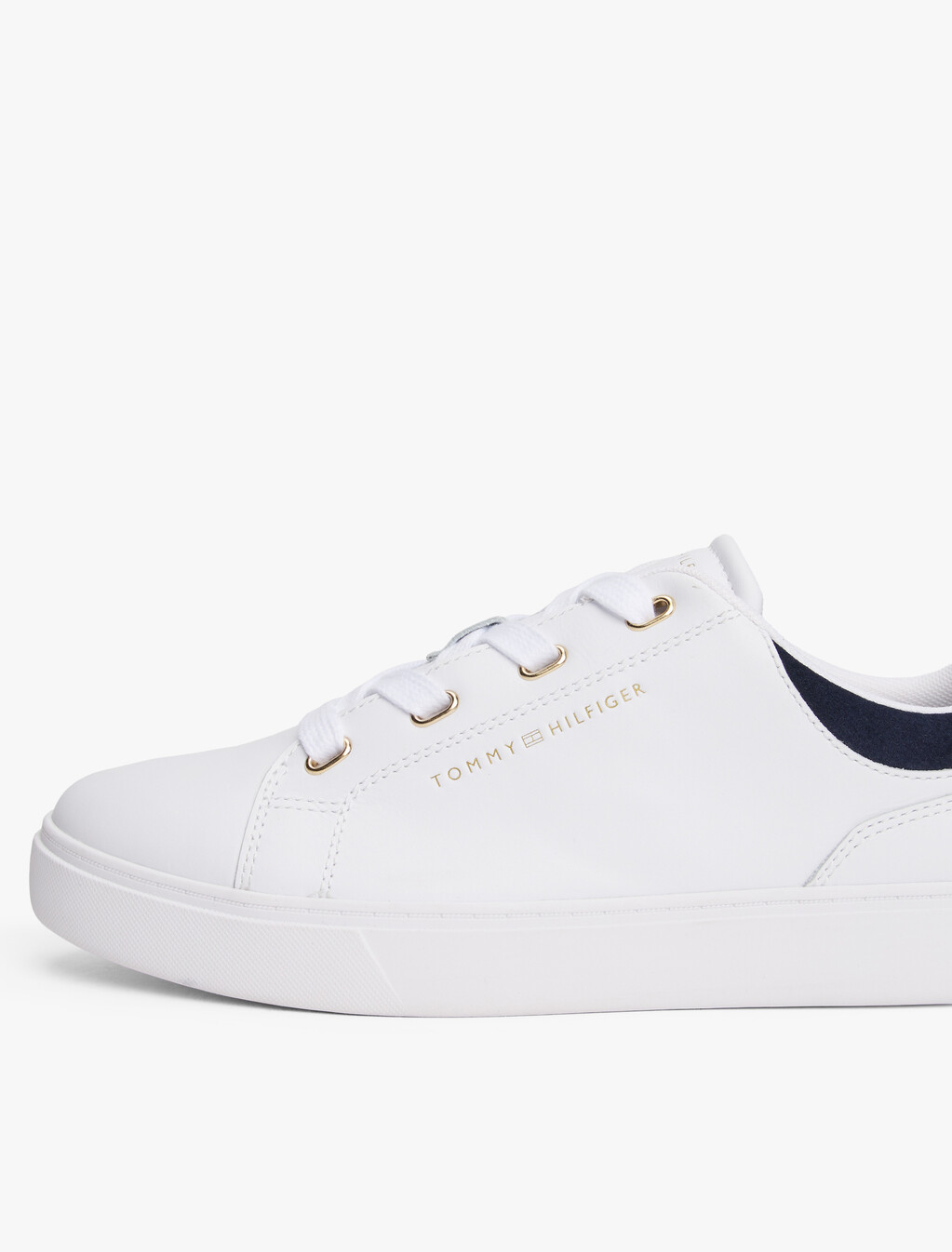Leather Cupsole Trainers, White / Space Blue, hi-res