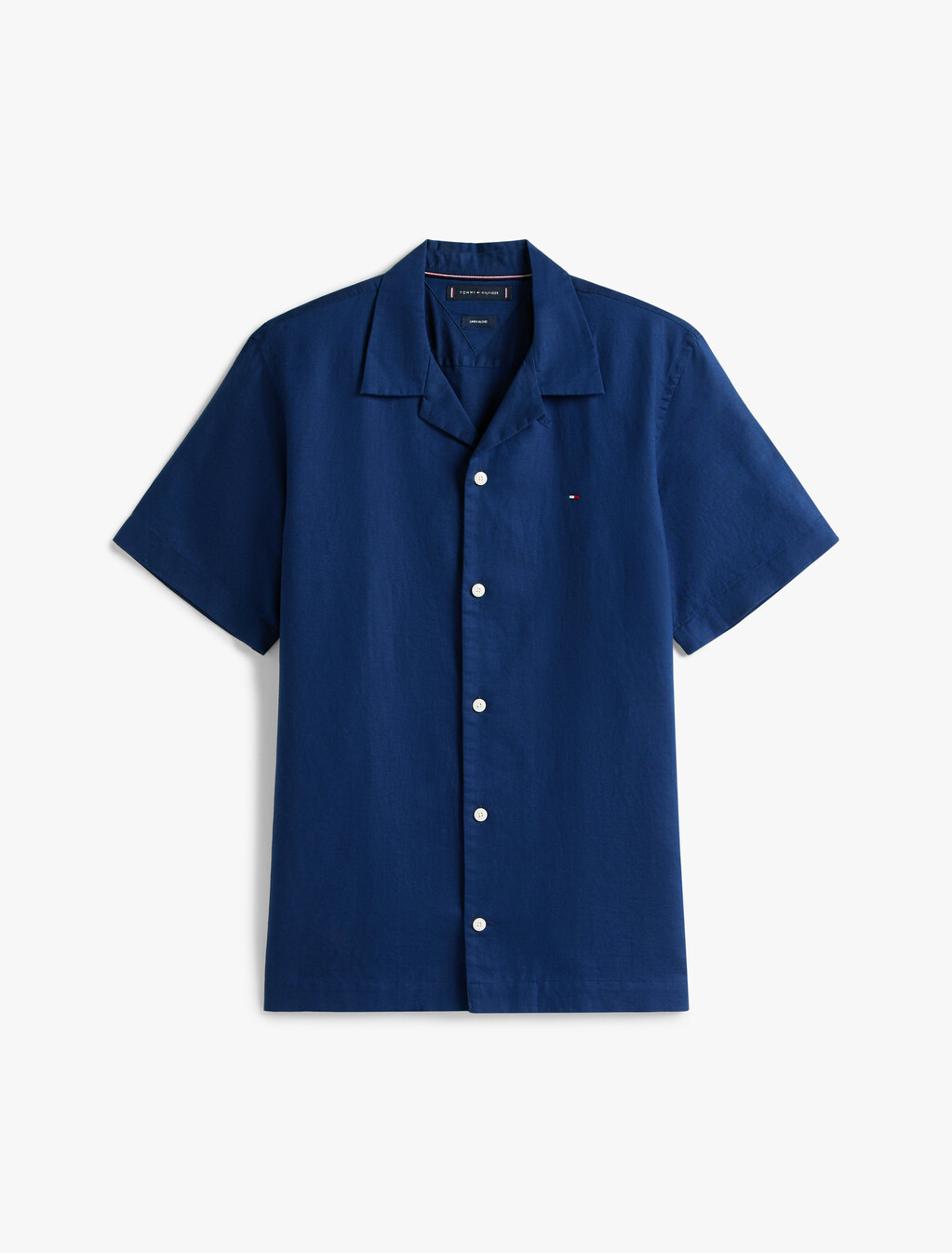 Linen Blend Short Sleeve Shirt, Carbon Navy, hi-res