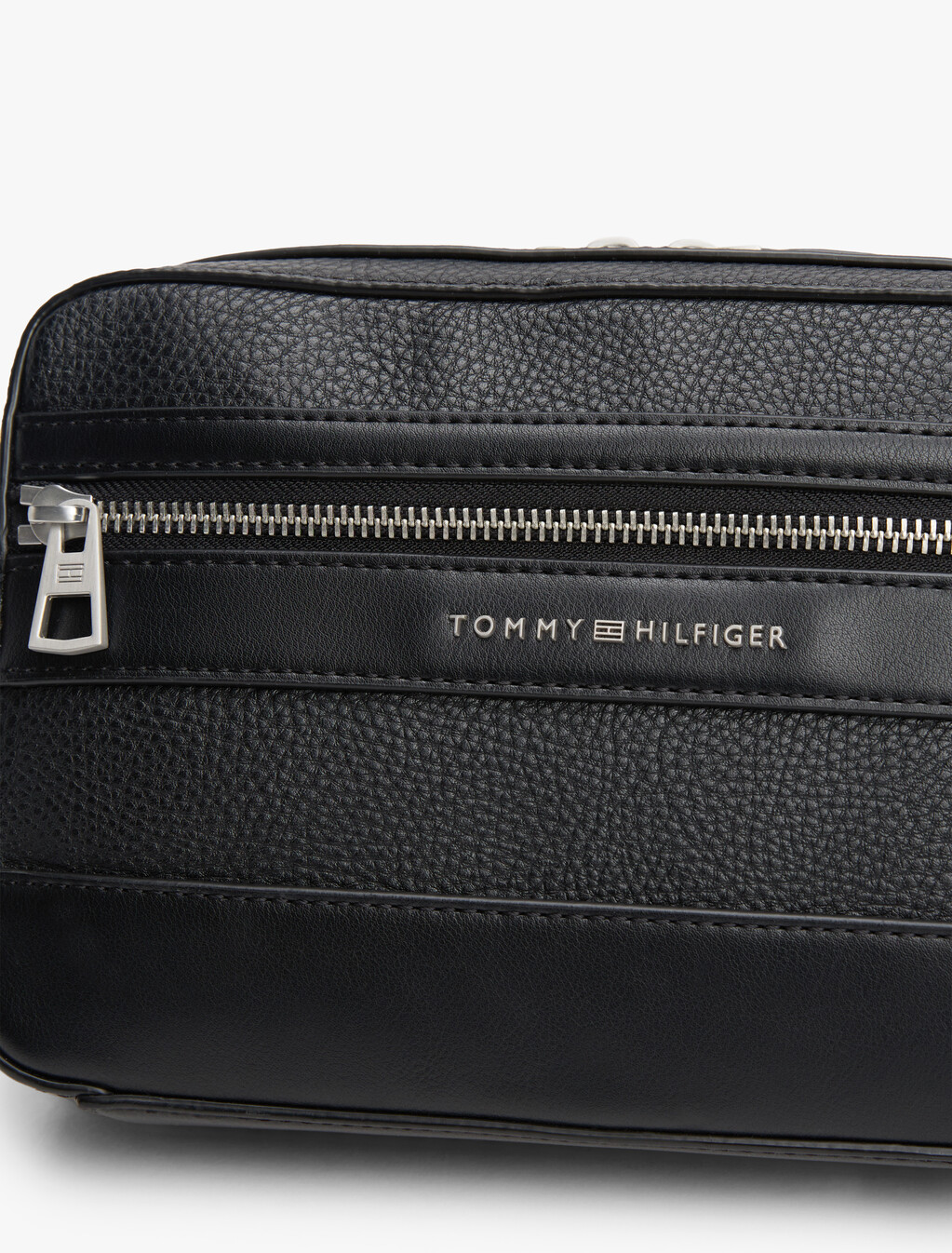 Pebble Grain Double Zip Messenger Bag, Black, hi-res
