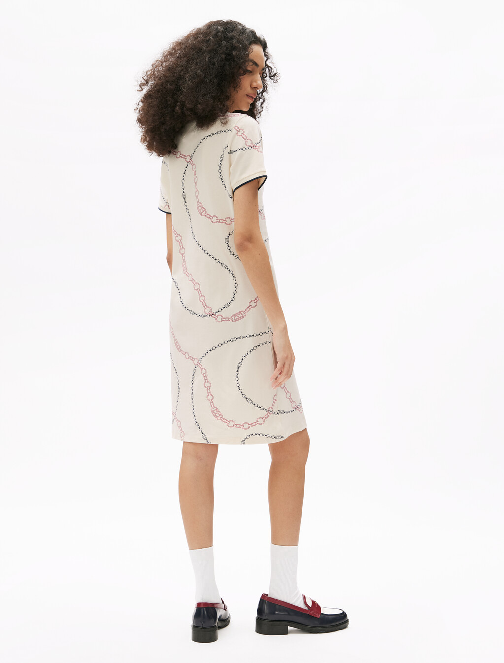 Asia Fit Chain Print Polo Dress, Flag Chain Wave/ Rwb Calico, hi-res