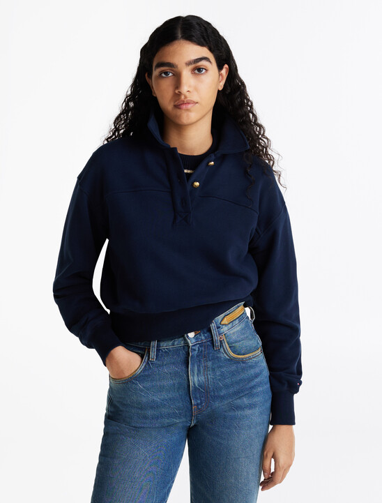 Polo Collar Terry Sweatshirt