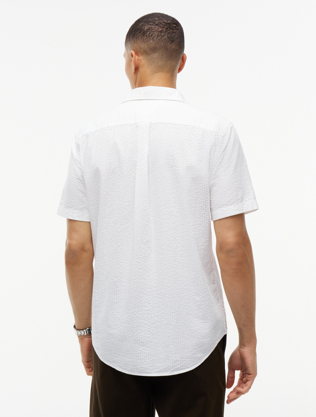 Regular Fit Seersucker Short Sleeve Shirt, White, hi-res