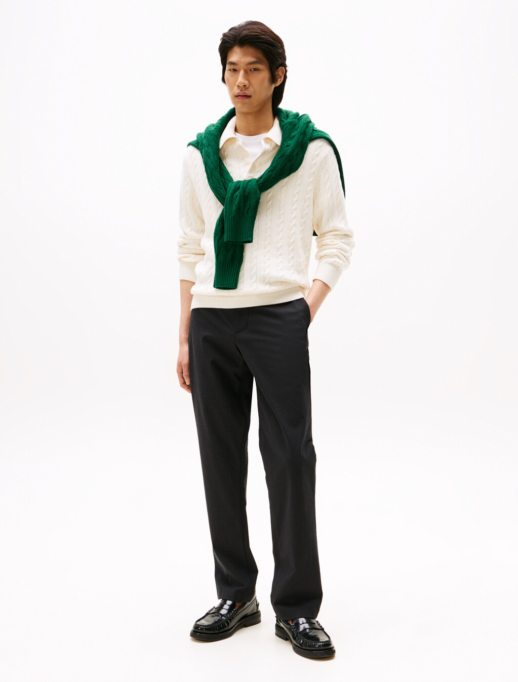 Mercerized Cotton Chino, Black, hi-res