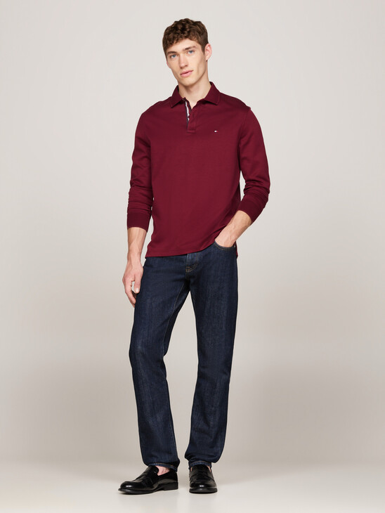 Jacquard Long Sleeve Polo Shirt