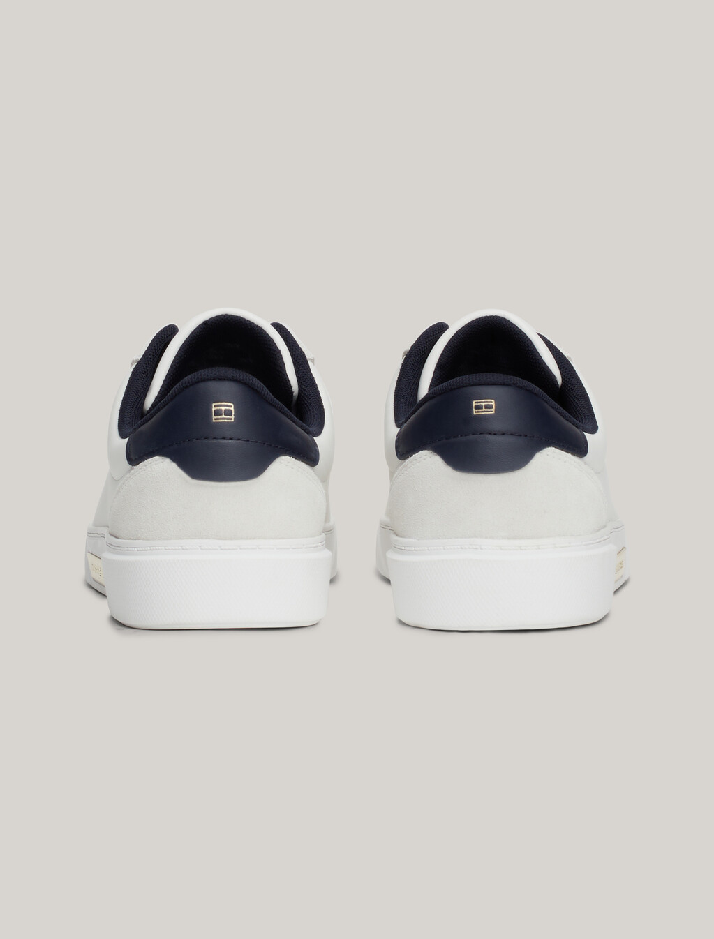 Metal Hardware Leather Court Trainers, Ecru, hi-res