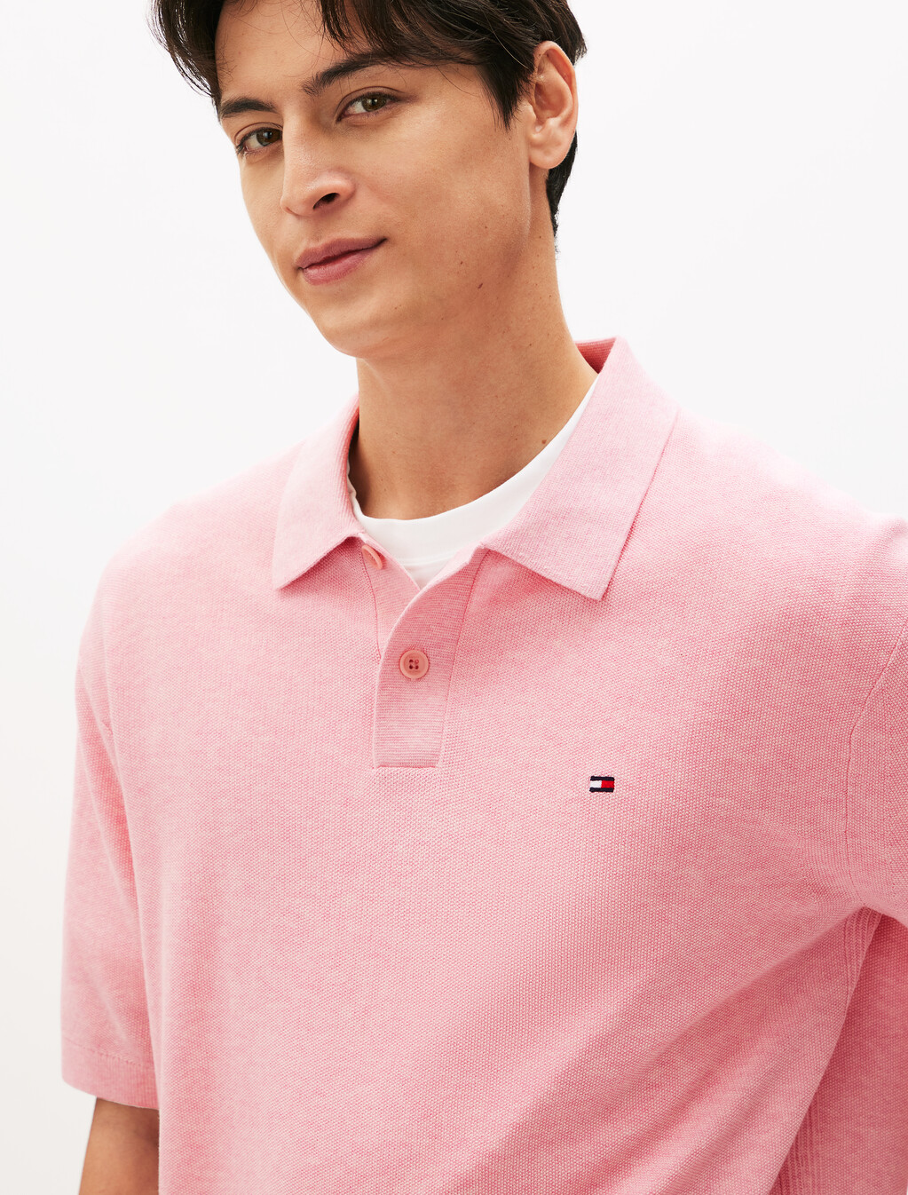 Rice Corn Short Sleeve Polo, Pink Shade Heather, hi-res