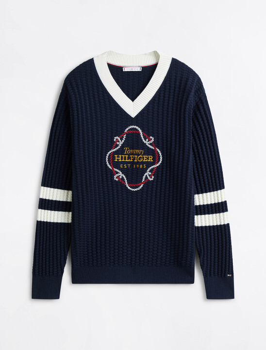 Graphic V Neck Sweater