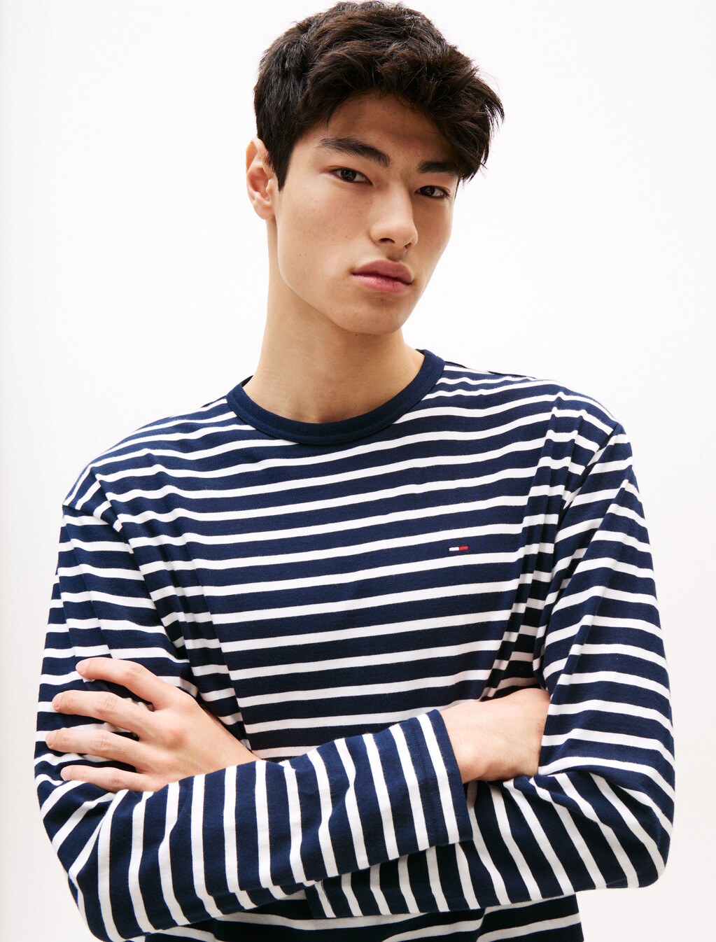 Breton Stripe Slim Long Sleeve T-Shirt, Dark Night Navy Stripe, hi-res