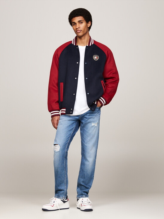 Embroidery Bomber Jacket With Wool