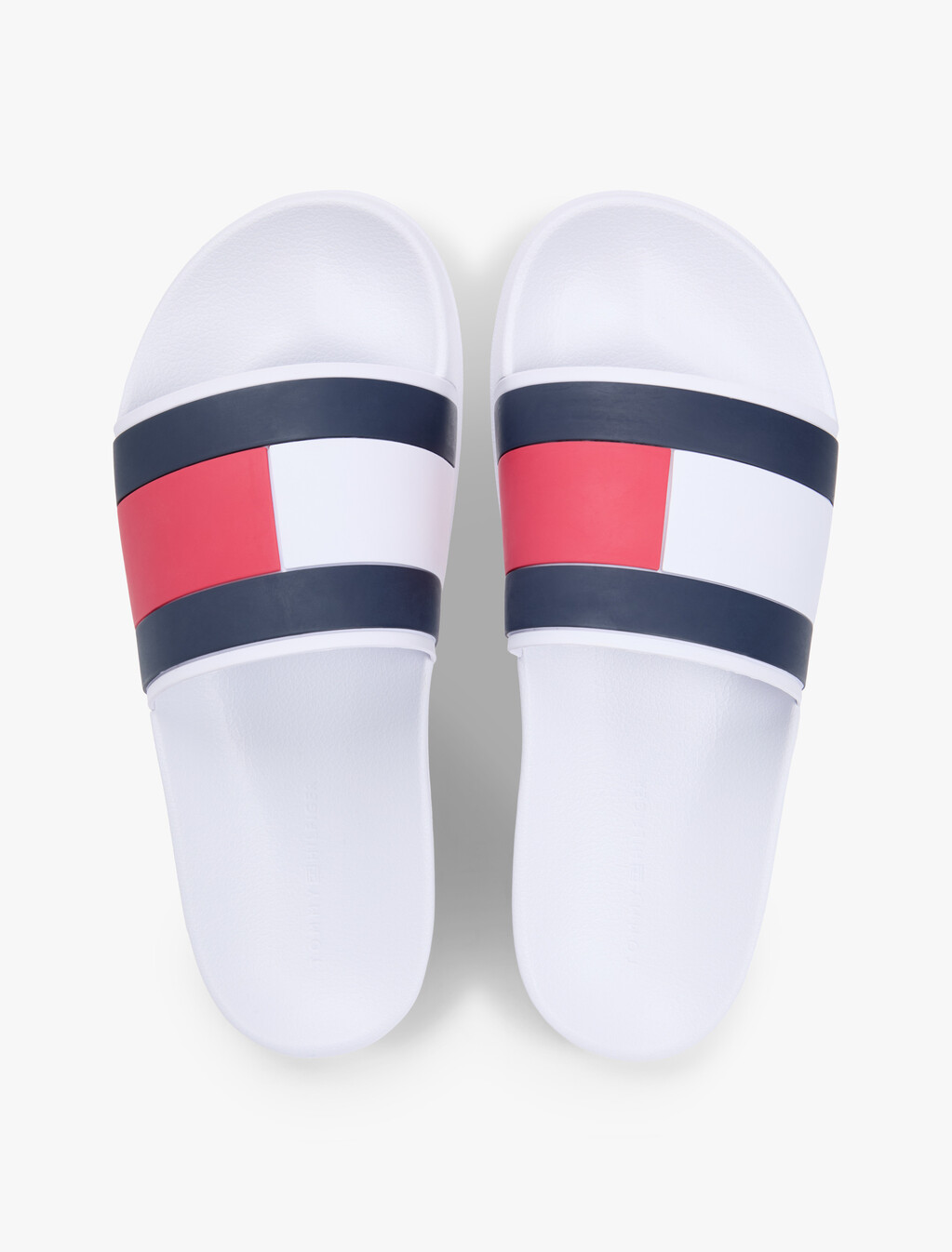 Flag Strap Pool Slides, White, hi-res