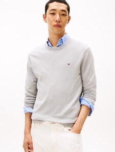 Cotton Silk Cashmere Sweater, Light Grey Heather, hi-res