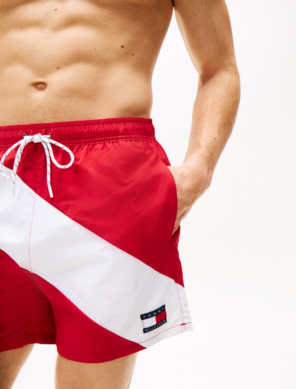 Mid Length Swim Trunks, Medium Red, hi-res