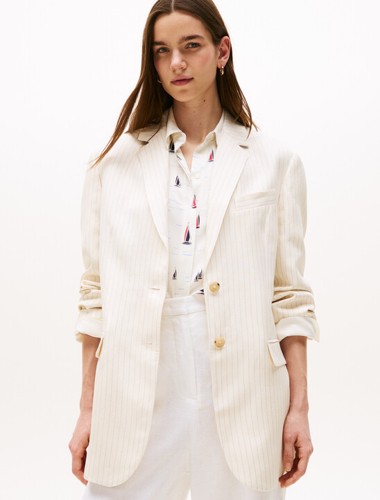Pinstripe Relaxed Fit Blazer