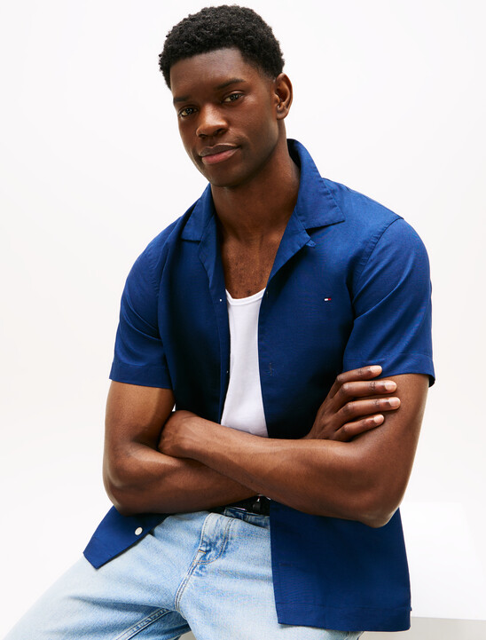 Linen Blend Short Sleeve Shirt