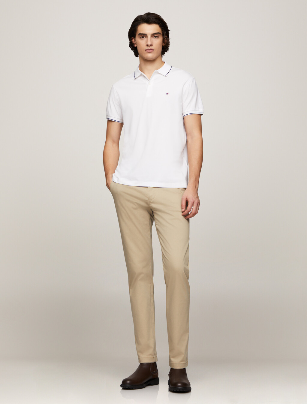 Regular Tipped Jersey Polo Shirt, White, hi-res