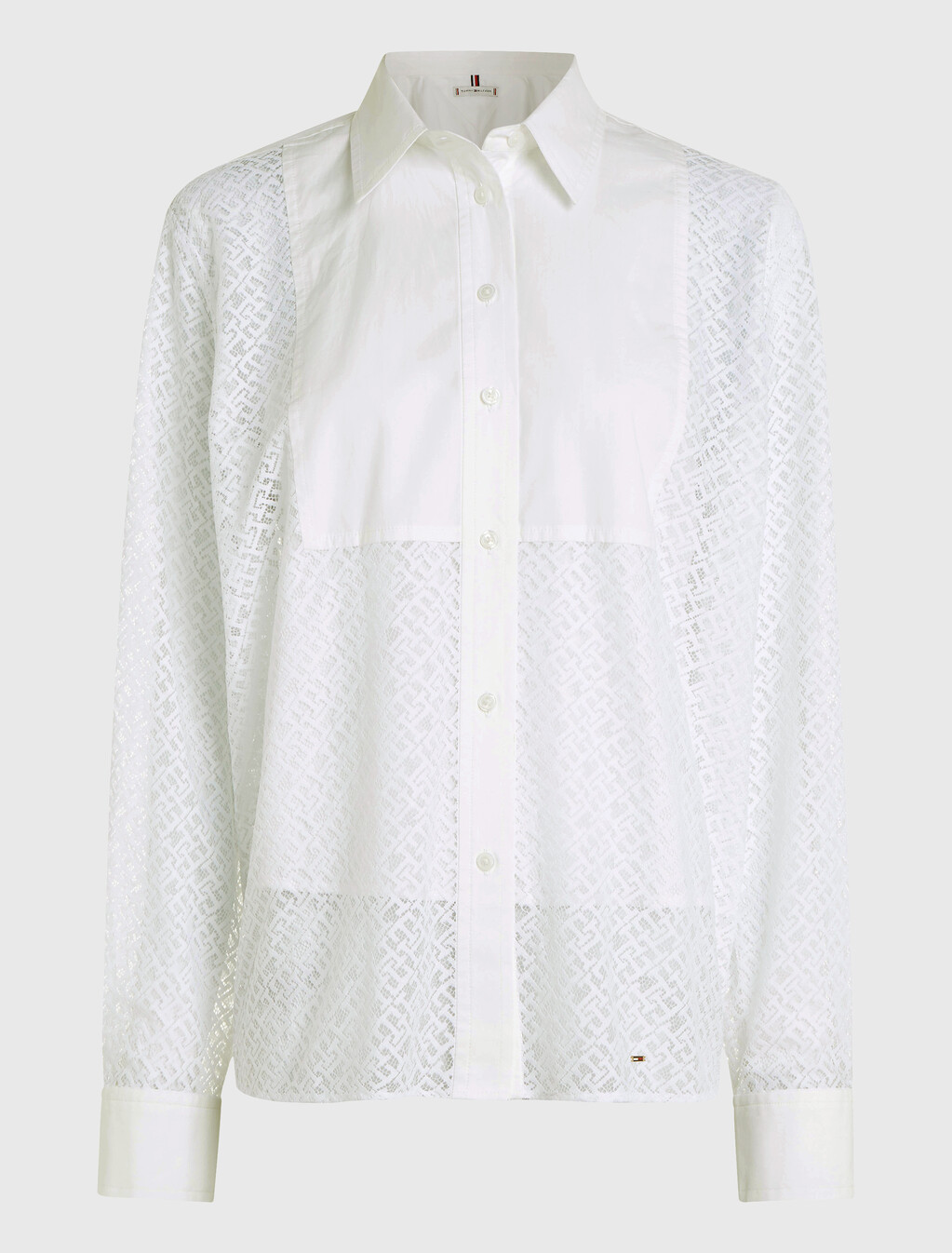 Lace Monogram Relaxed Fit Blouse, Th Optic White, hi-res