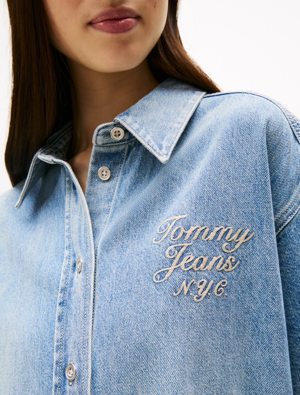 Relaxed Midi Denim Shirt Dress, Denim Light, hi-res