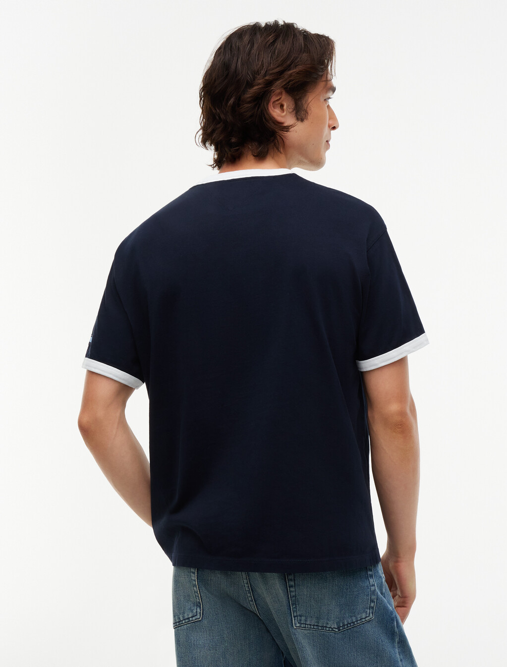 Relaxed Jersey Ringer T-Shirt, Navy Blue, hi-res