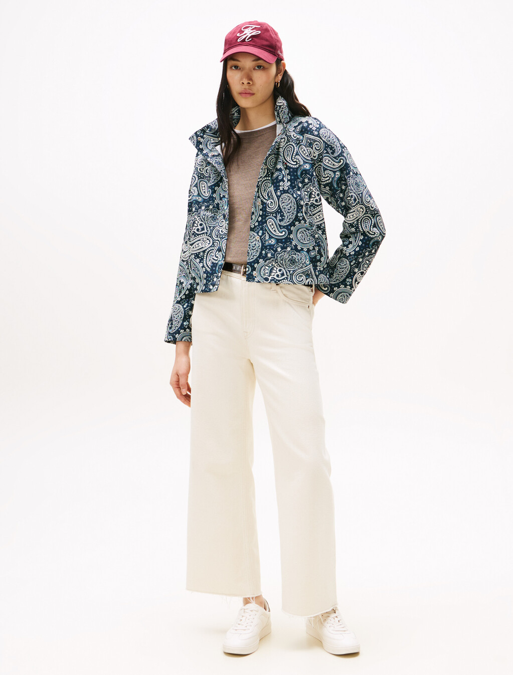 Cropped Nylon Windbreaker, Blue Allover 32, hi-res