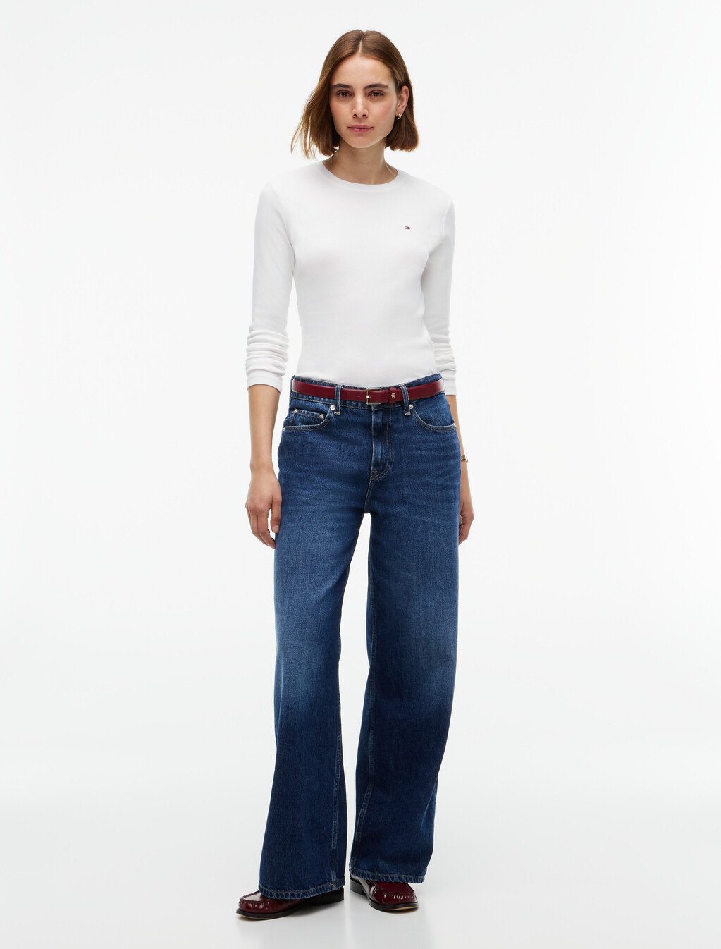 Slim Crew Neck Long Sleeve T-Shirt, Ecru, hi-res