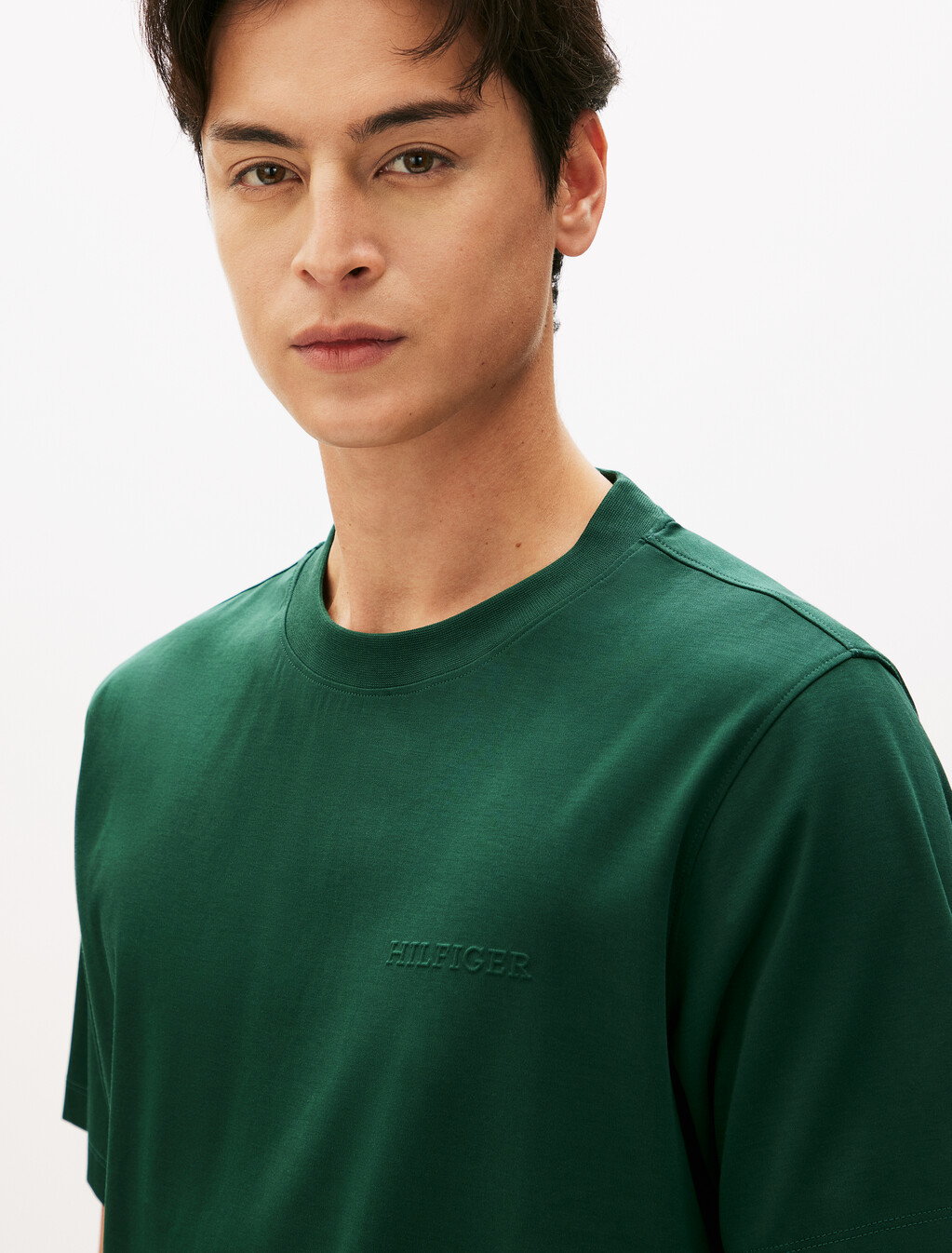 Embossed Hilfiger T-Shirt, Ornamental Green, hi-res