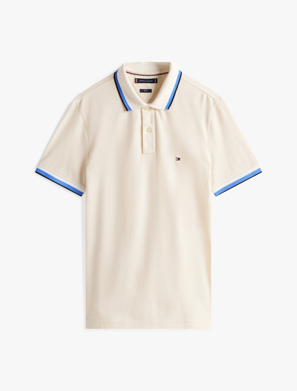 Tipped Short Sleeve Polo, Ivory Petal, hi-res