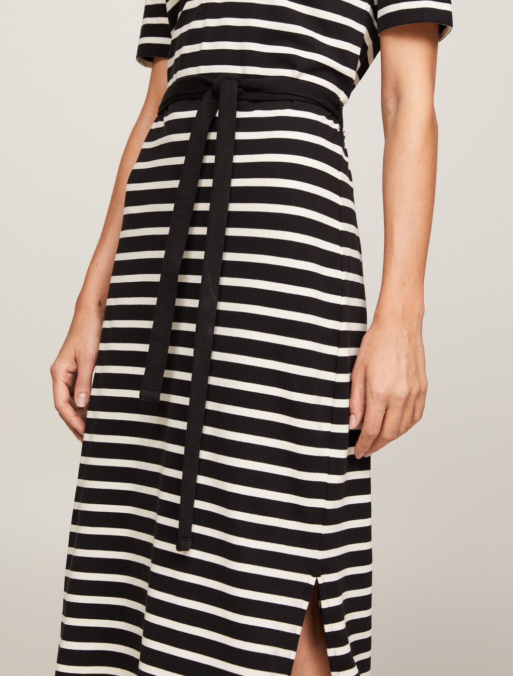 Breton Stripe Midi Polo Dress, Breton Stp/ Black/ Calico, hi-res